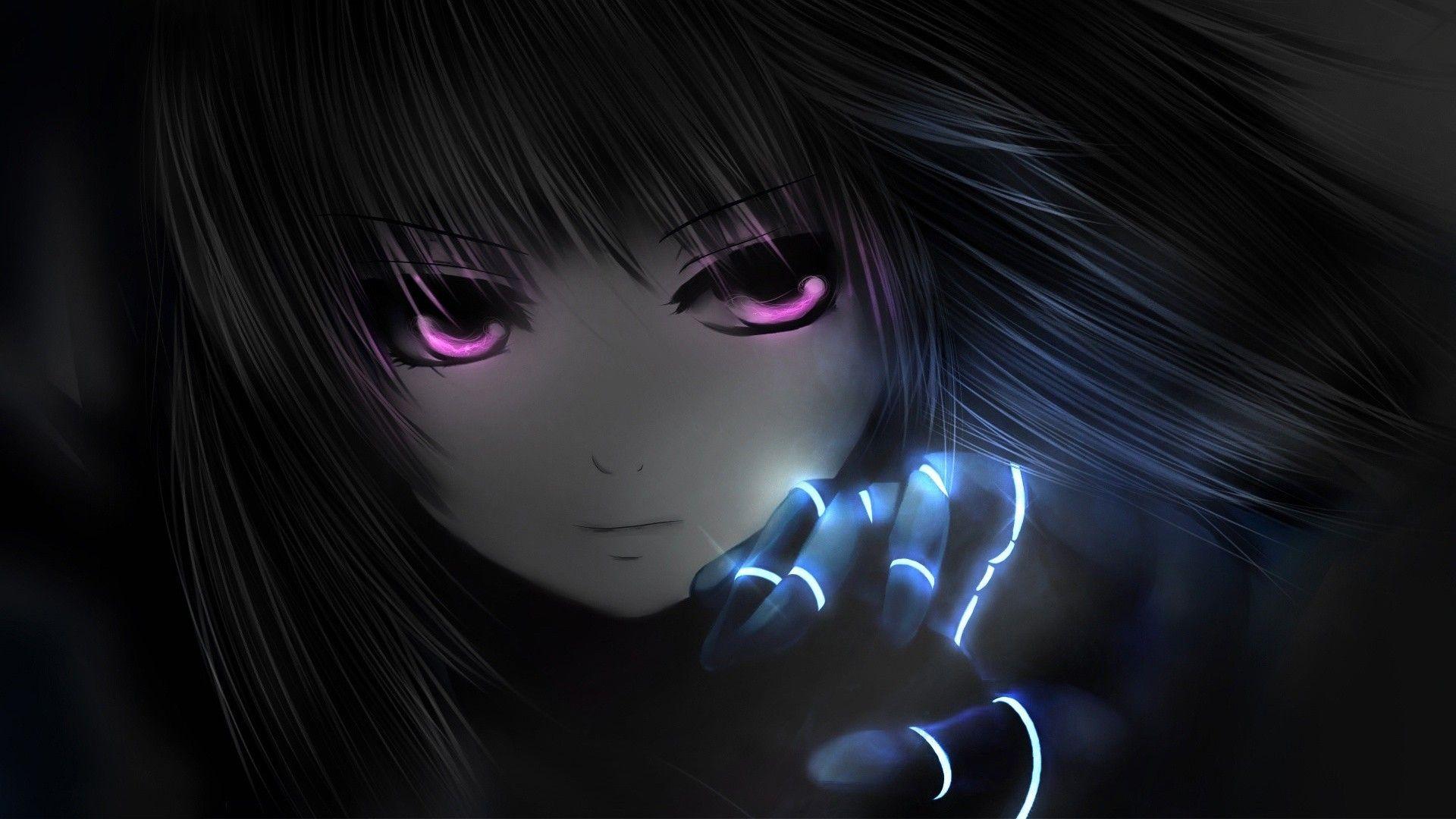 1920x1080 Anime Anime Girls Pink Eyes Face Dark .