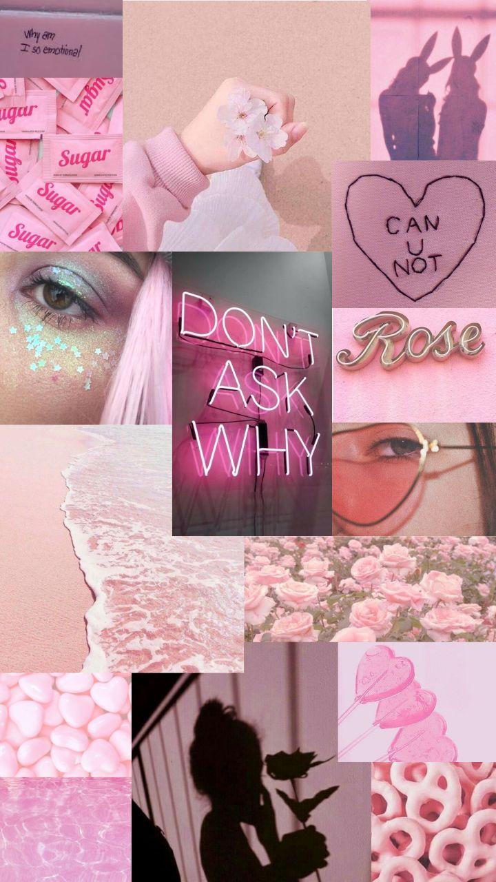 720x1280 Aesthetic collage, Pastel pink
