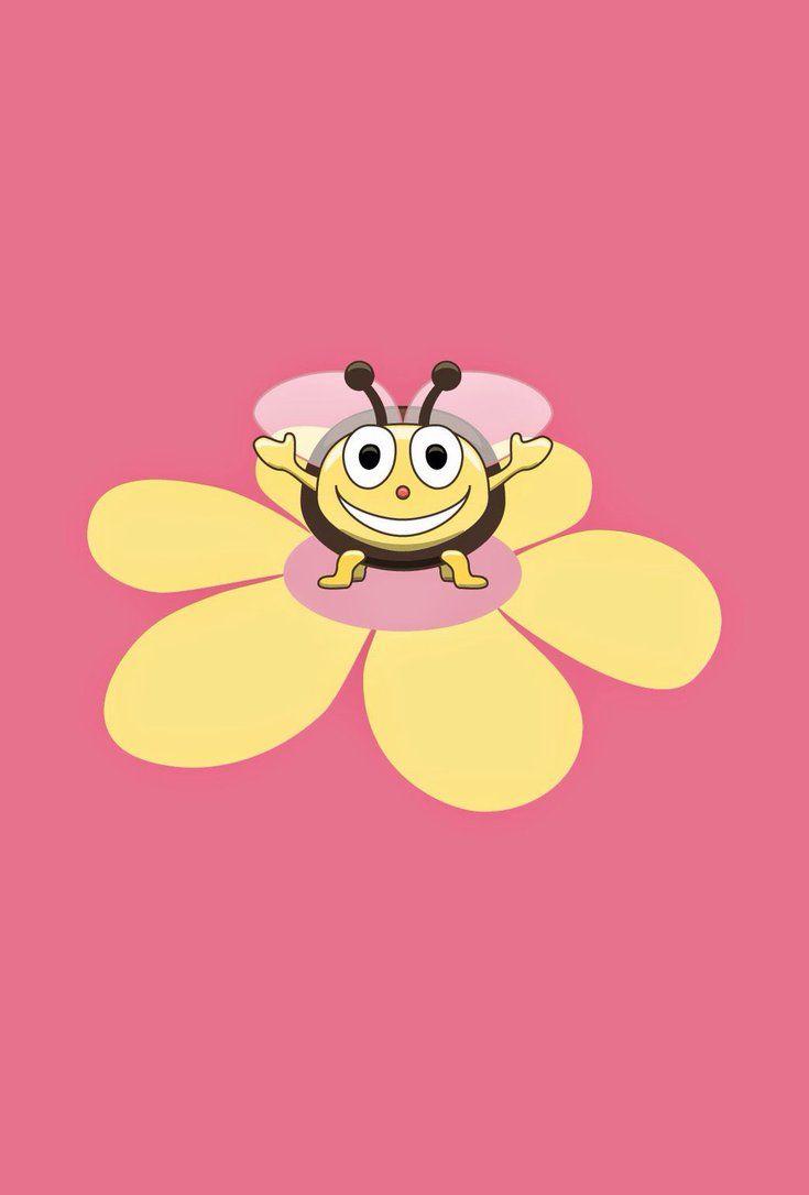 735x1086 Happy Cartoon Bee on Flower iPhone Wallpaper