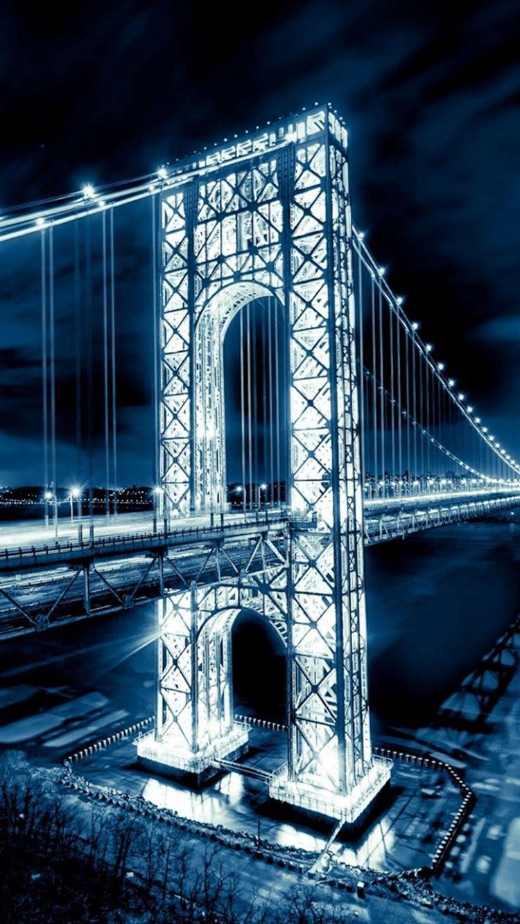 750x1334 Night Shiny Long Bridge Nature .