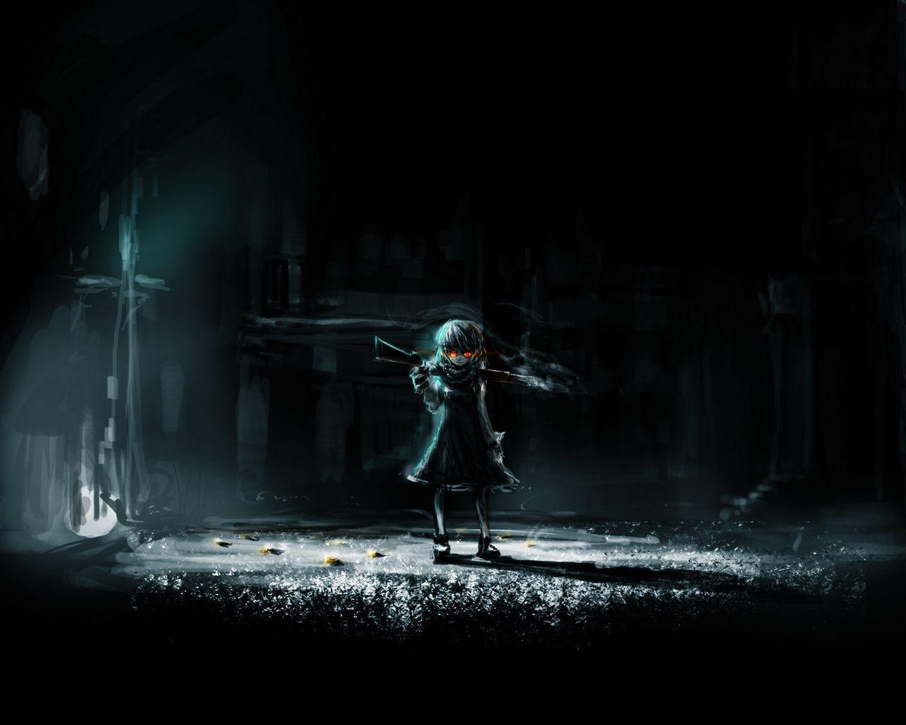 1280x1024 Wallpaper Dark Anime, Girl, Art, Dark .