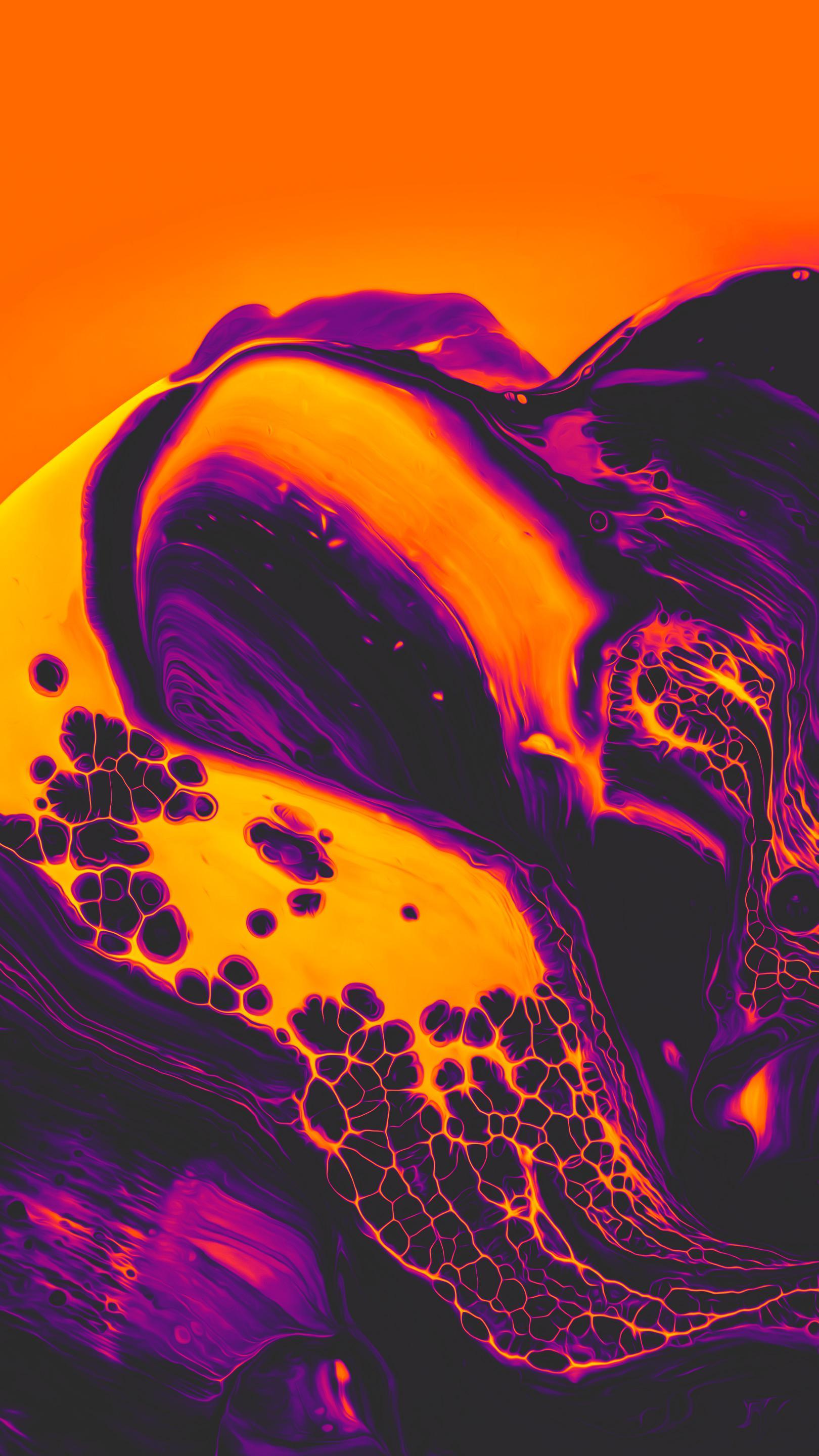 1620x2880 Orange fluid wallpaper 2K .