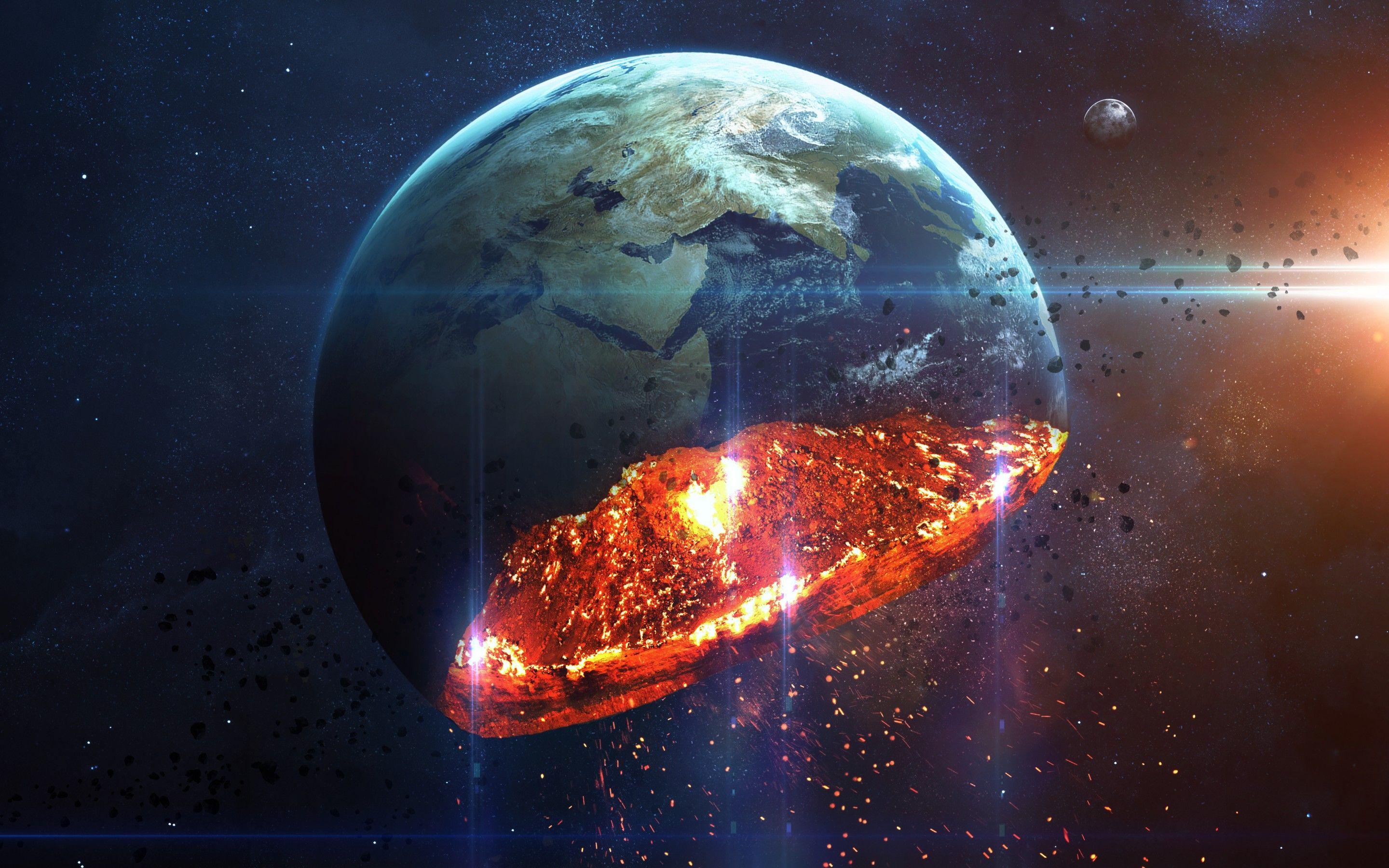 asteroid destroying earth wallpaper