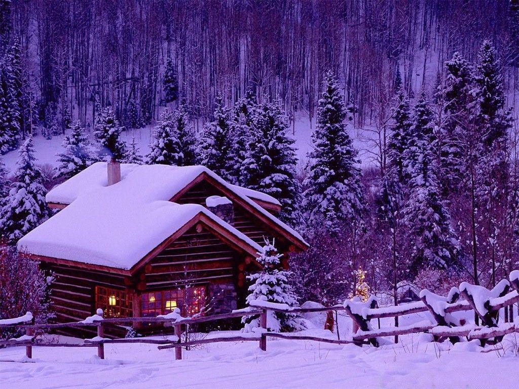 1024x768 Cabins Wooden Trees Winter Cold Houses .
