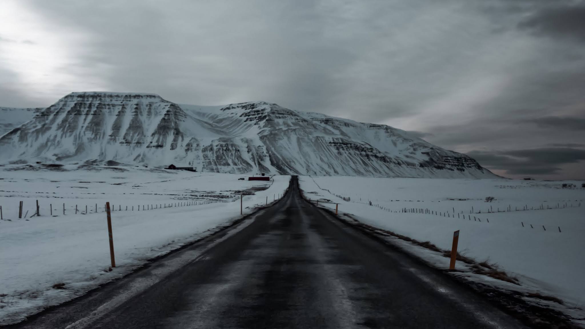 2048x1152 Wallpaper Snow, Snowy, Road, Mountainsxfxwallpaper.