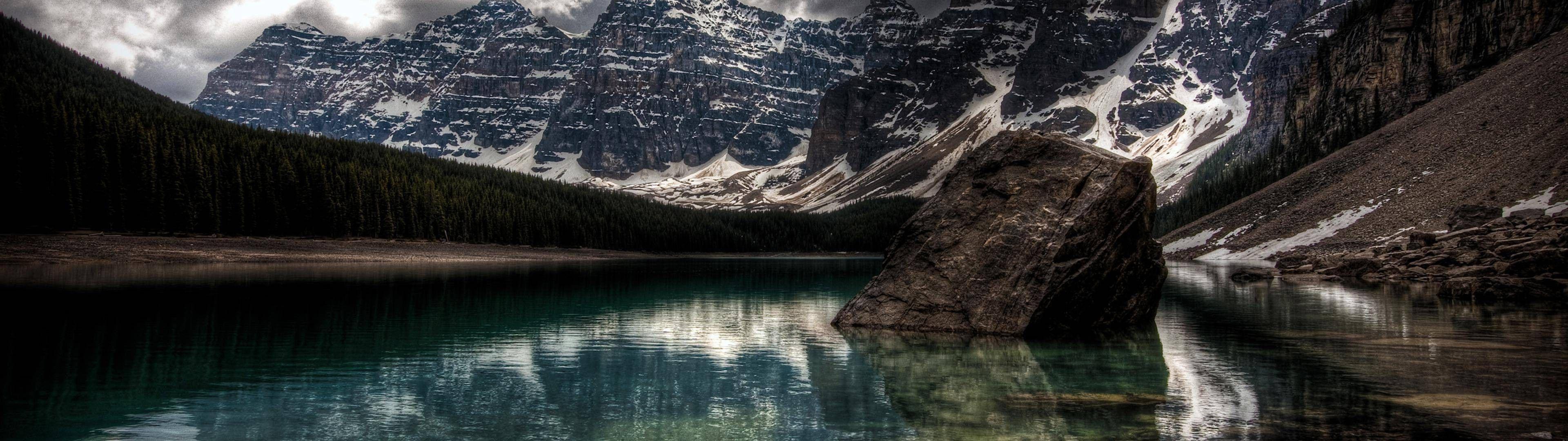 3840x1080 nature, Mountain, Lake, Moraine Lake .