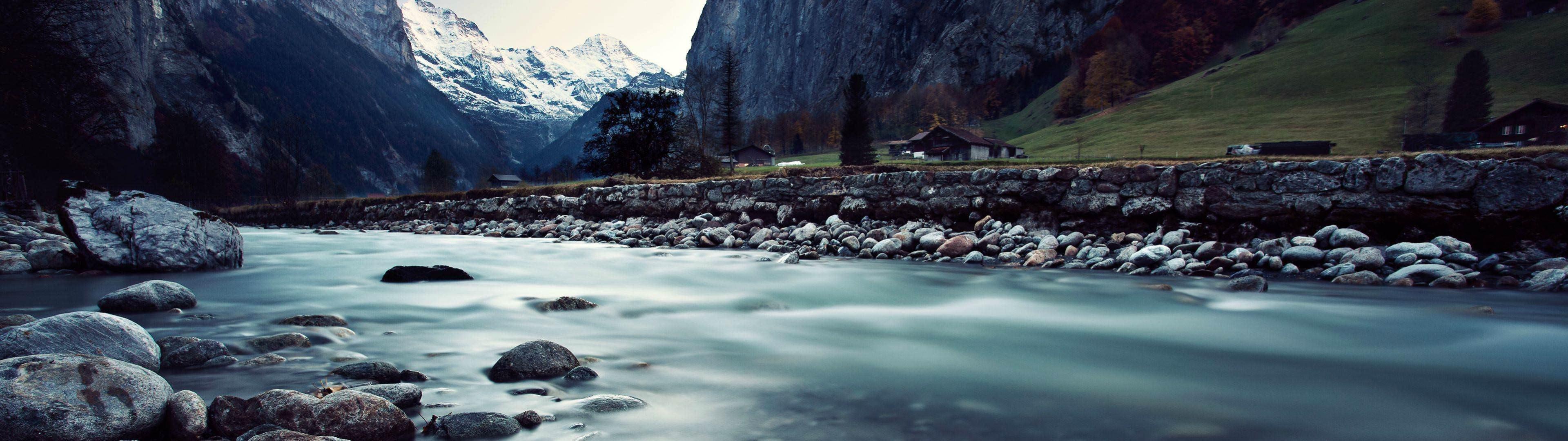 3840x1080 Desktop River Wallpaper .