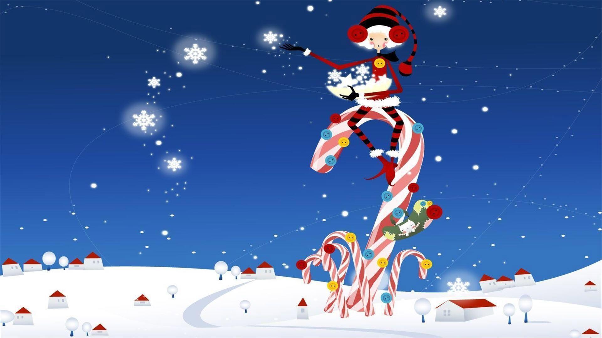 1920x1080 Snoopy Is Sitting On Candy Cane HD .hdwallpaper.in