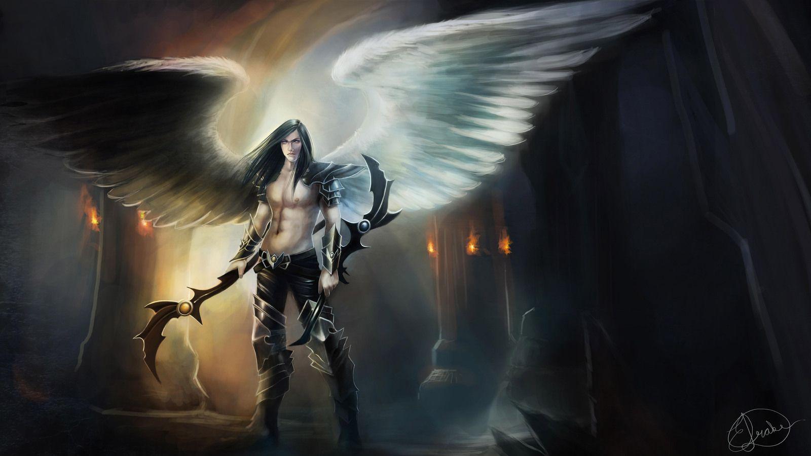 1600x900 Angel Warrior Fantasy Man .