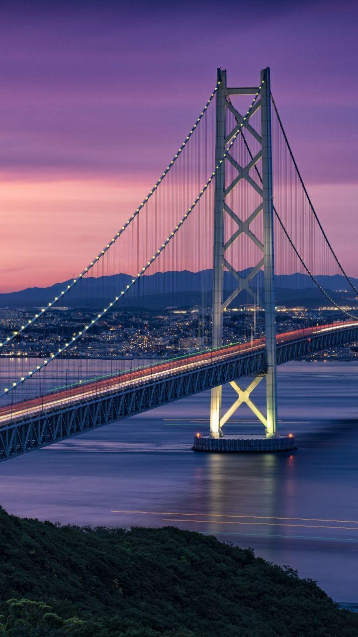 720x1280 Suspension bridge, architecture, city wallpaper. City wallpaper, Cityscape wallpaper, Minimalist wallpaper