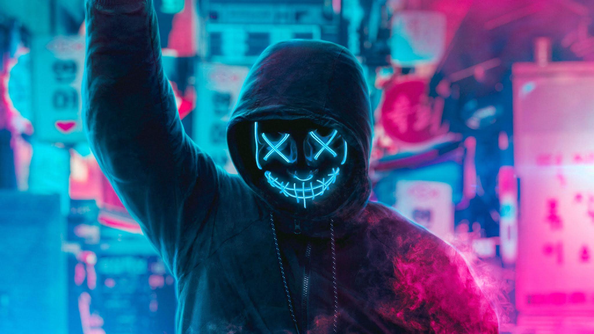 2048x1152 Anonymous, Artist, Hd, 4k, Neon, Mask .itl.cat