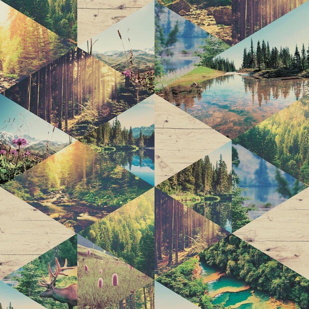 1000x1000 Muriva Photo Collage Pattern Wallpaper .iwantwallpaper.co.uk