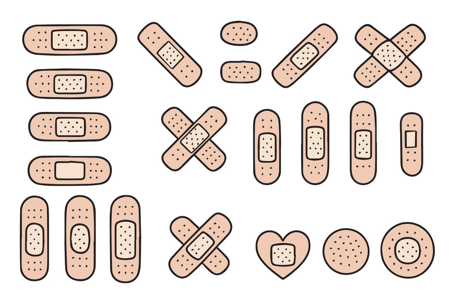 1470x980 Cartoon adhesive bandage strips isolated treatment protection icon drawing