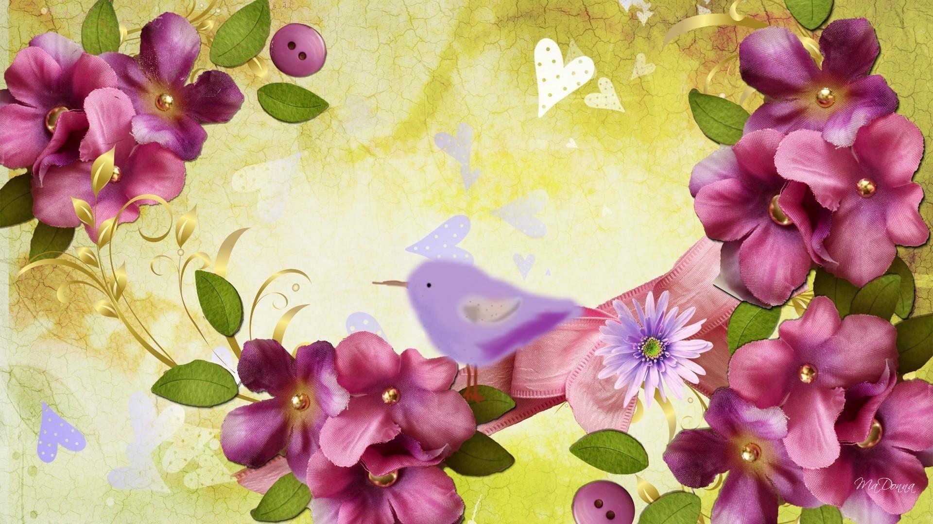 1920x1080 purple flower collage wallpaper .