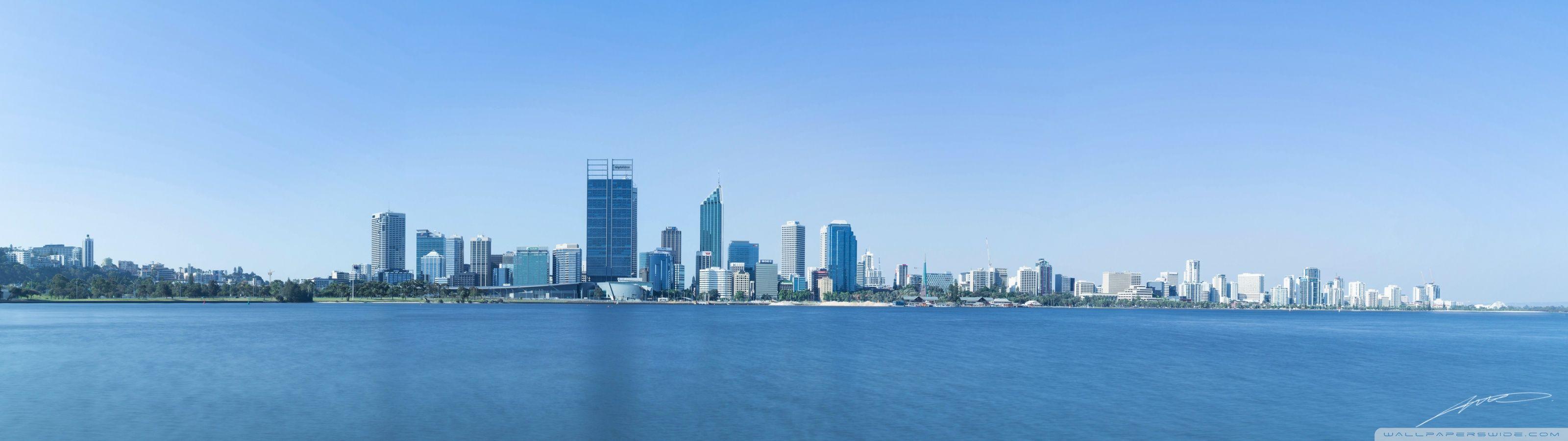 3200x900 Perth City Panorama Ultra HD Desktop .