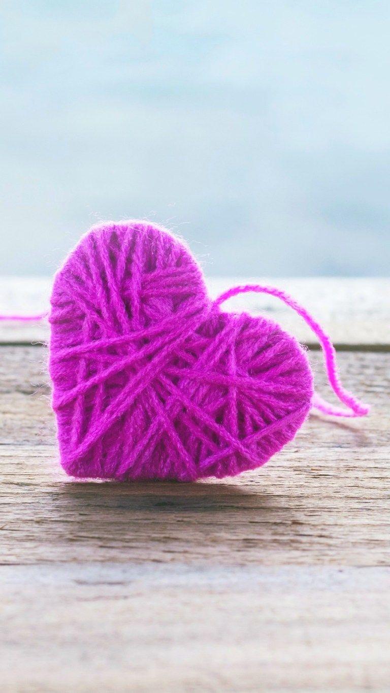 768x1365 Purple Knitting Wool in Shape of Heart .