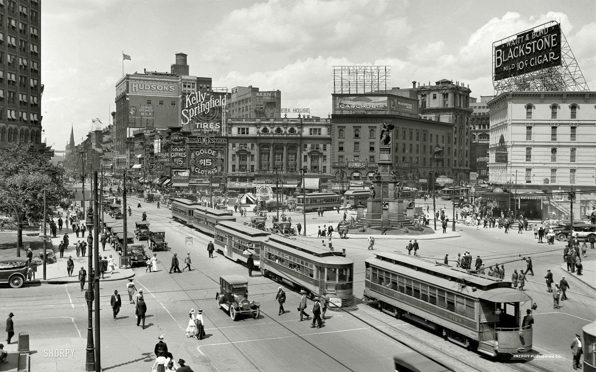 1920x1200 Vintage Detroit City Center Black And .