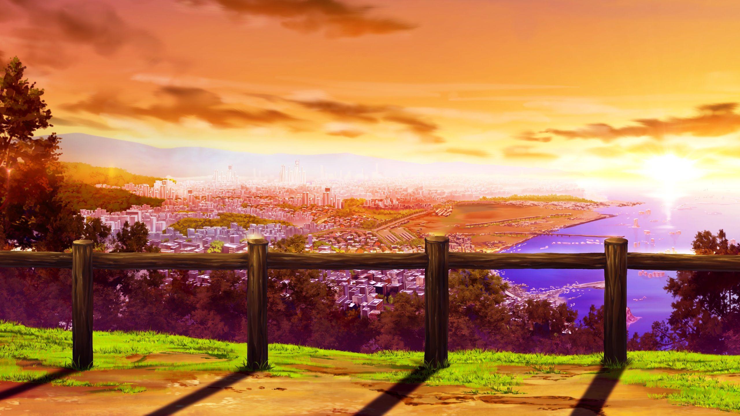 Anime sunset scene b Iphone iphone anime landscape HD phone wallpaper   Pxfuel