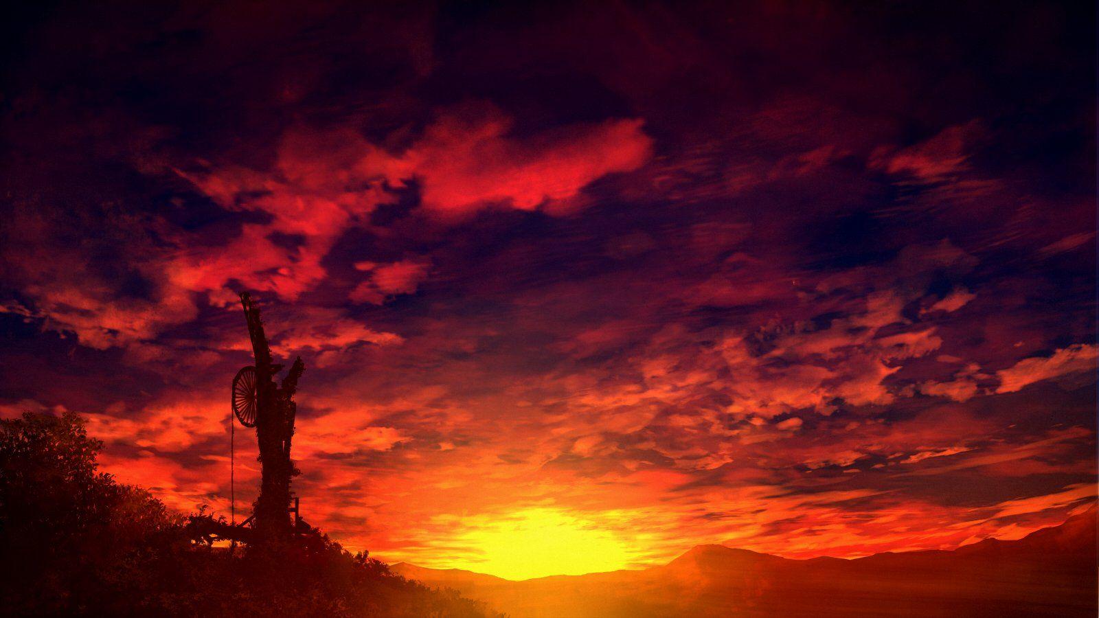 Sunset Anime Scenery Wallpapers Top Free Sunset Anime Scenery Backgrounds WallpaperAccess