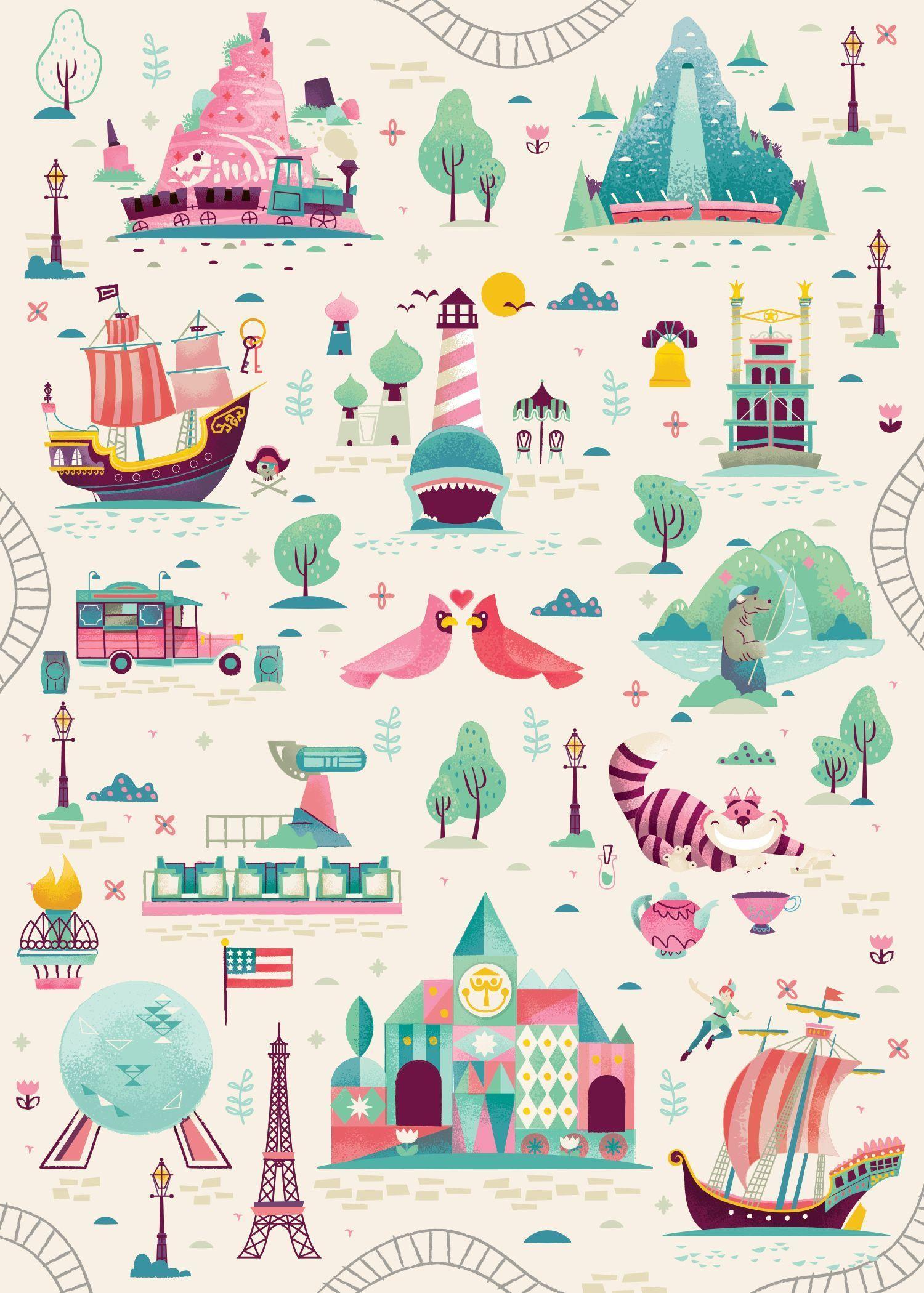 1500x2100 Retro Disney World Wallpaper