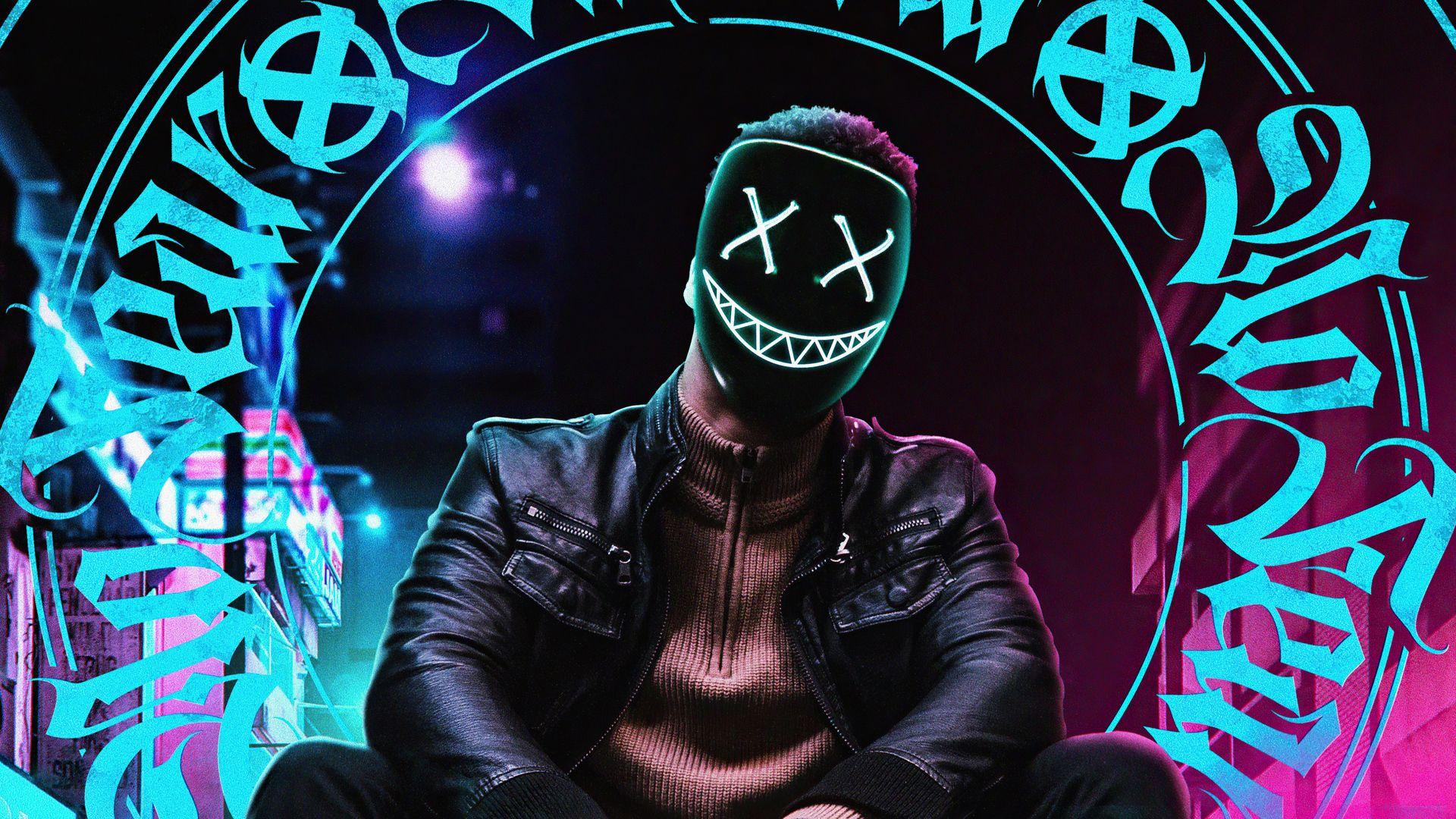 1920x1080 Just Smile Mask Glowing 4k .