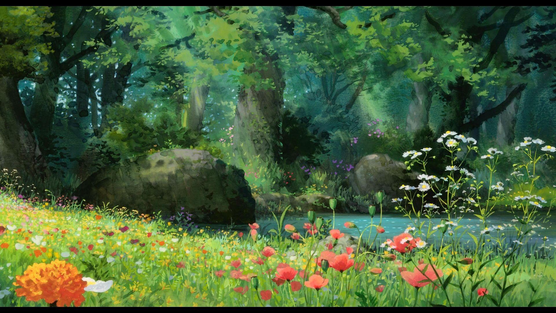 1920x1080 Anime Forest HD Wallpaperx1080