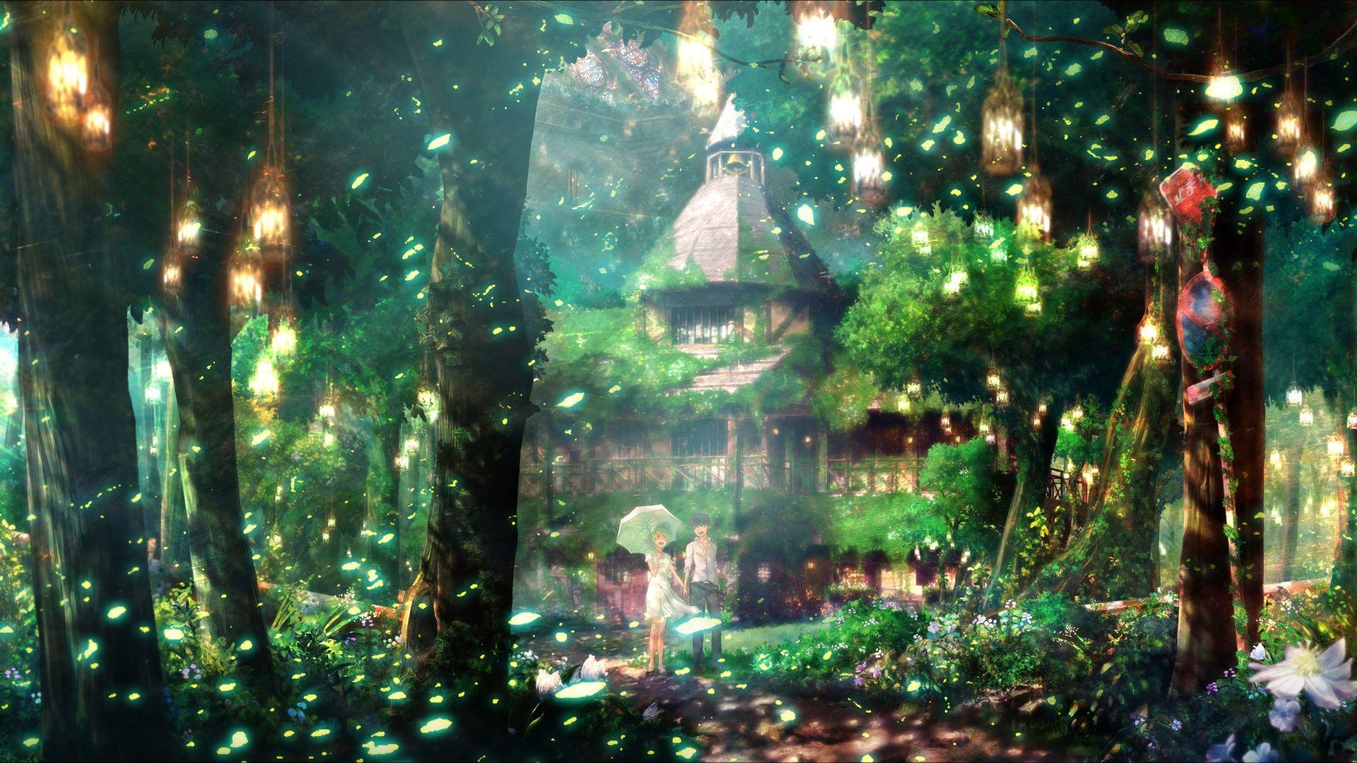 Wallpaper : anime girls, forest 1559x823 - RaidyHD - 1859419 - HD