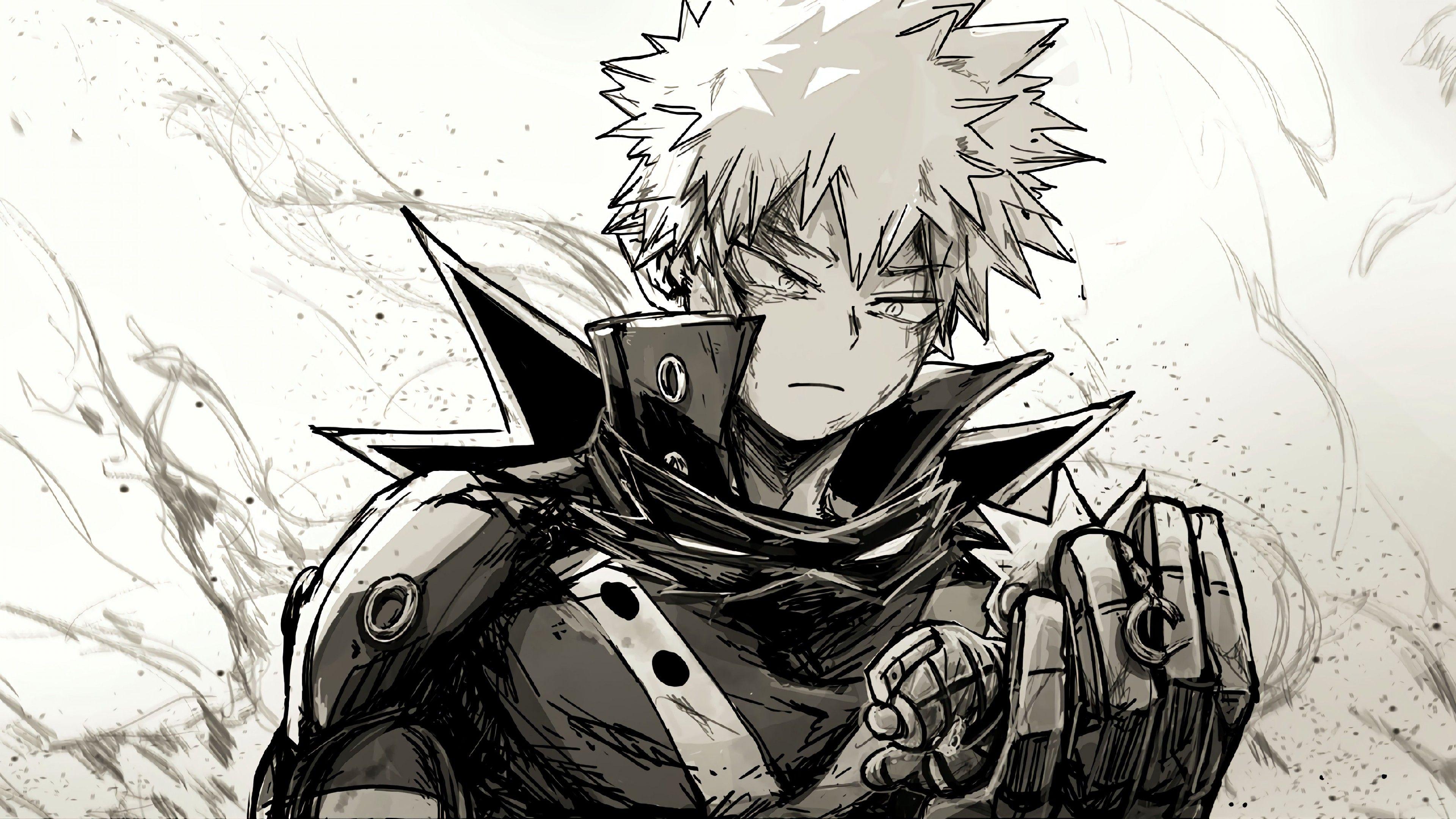 3840x2160 Black And White Of Boku no Hero .hdwallpaper.in