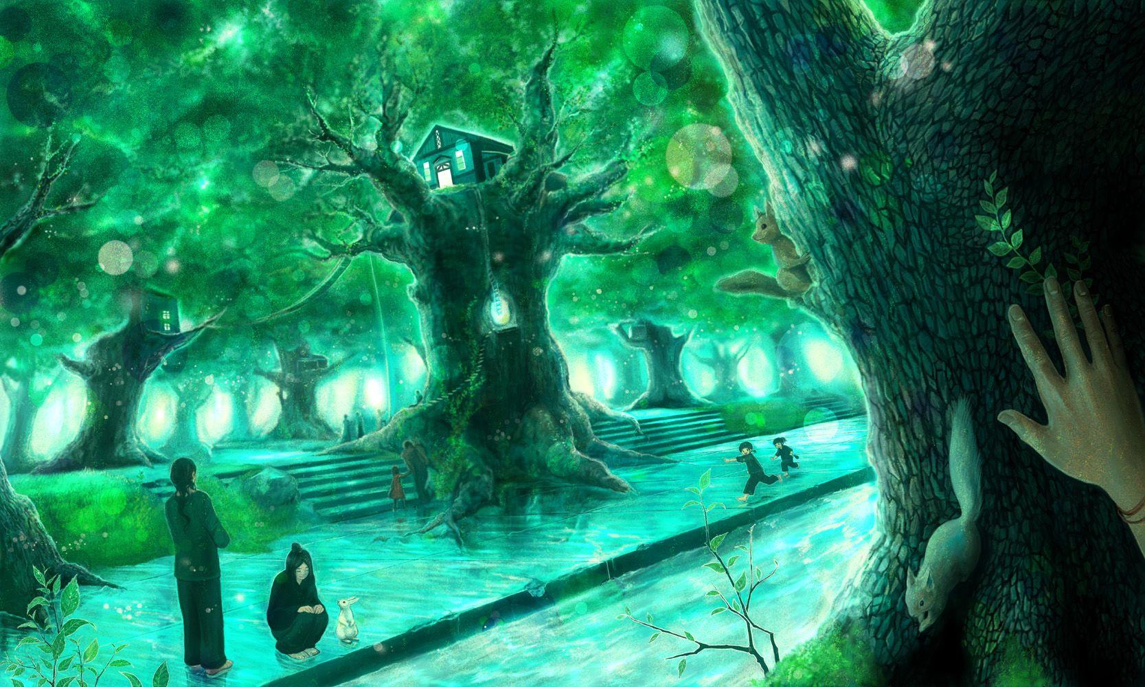 Download A beautiful and surreal Anime Forest scene  Wallpaperscom