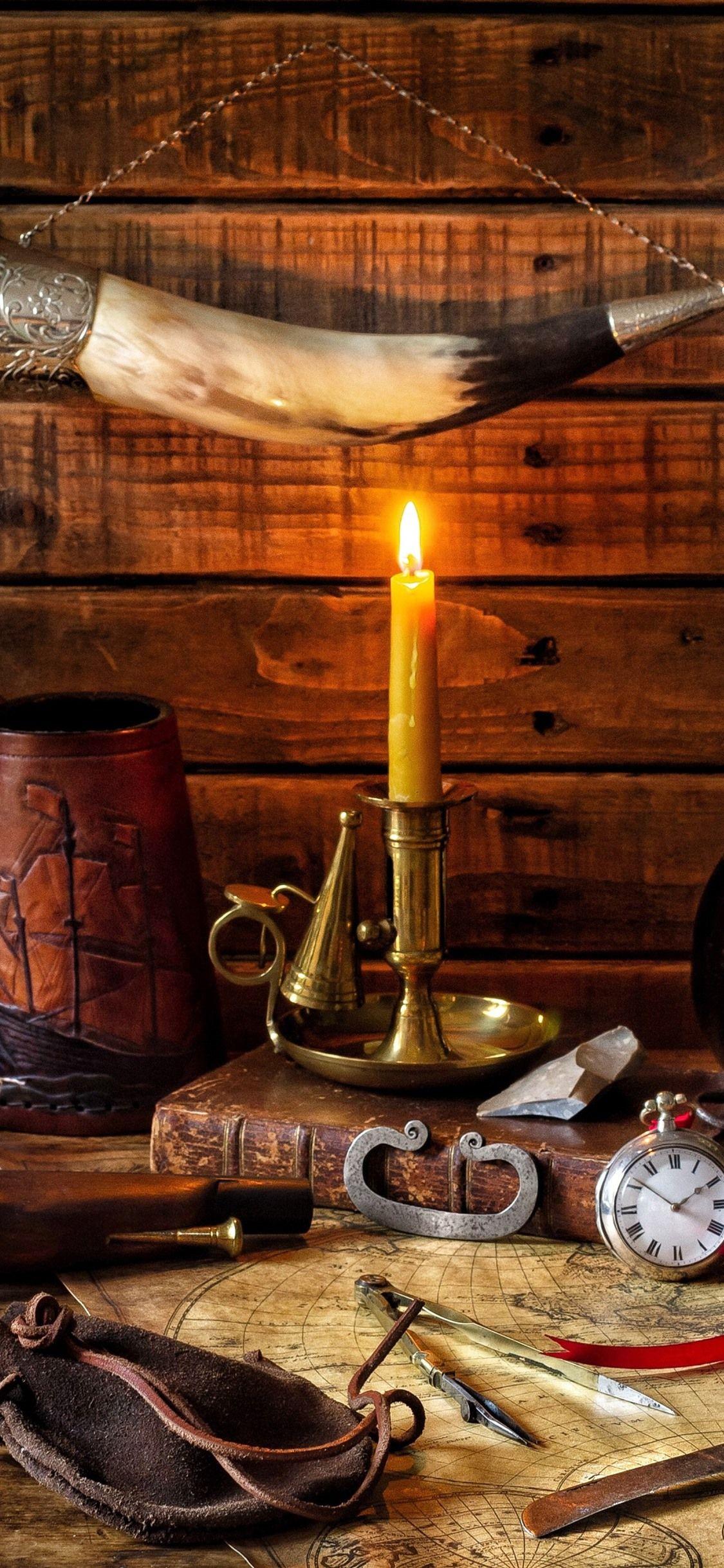 1125x2436 iPhone Wallpaper Still Life, Candle .