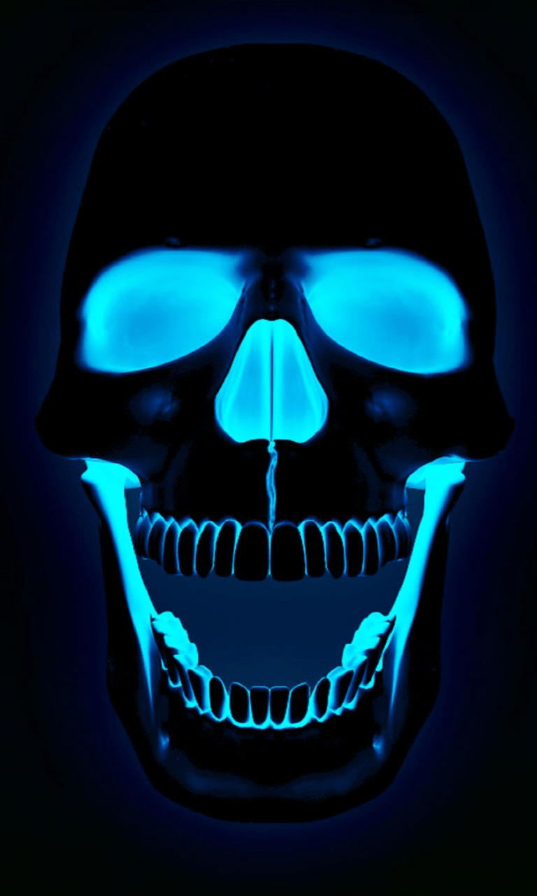 768x1280 Neon Skull Wallpaper