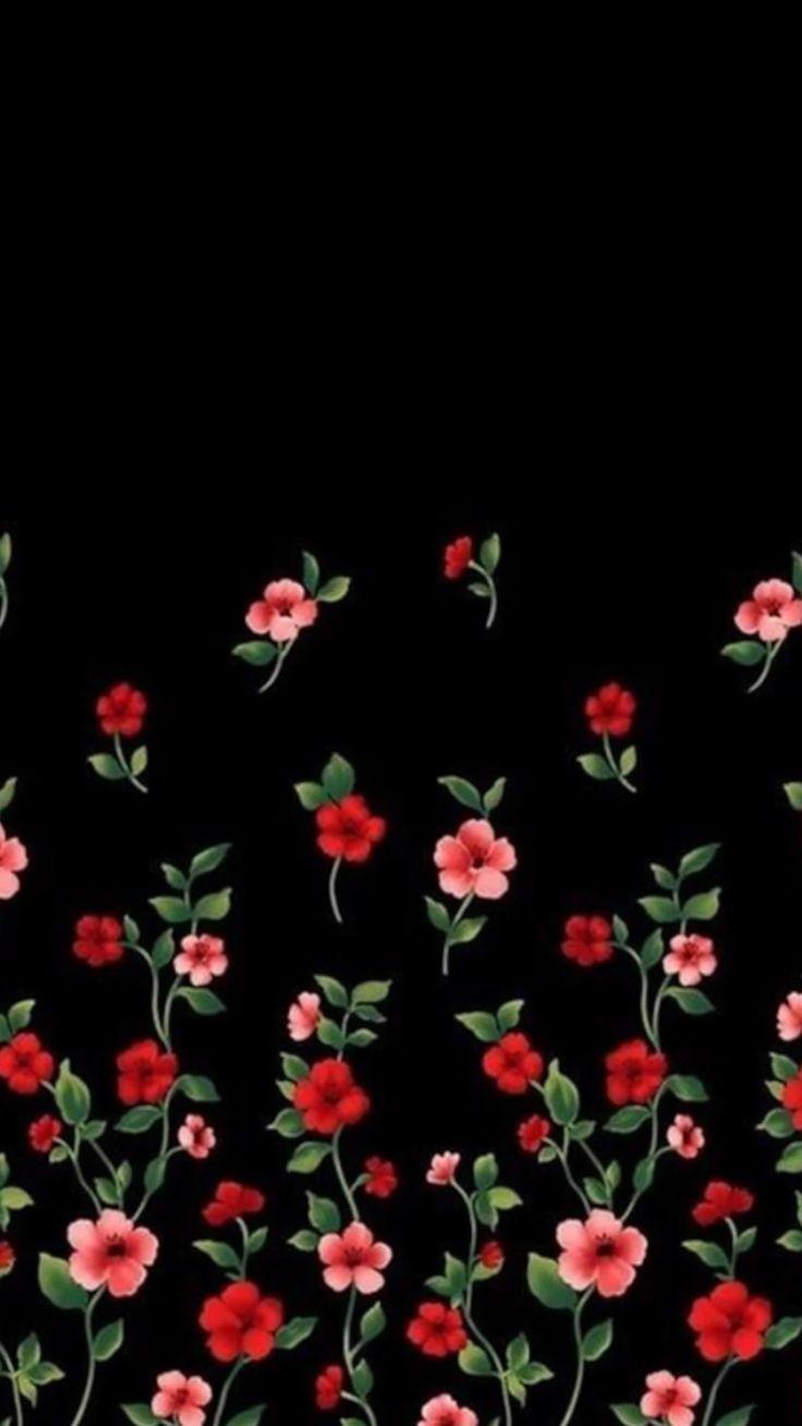 736x1308 Flowers wallpaper with black background #Flower #Flowers #Wallpaper # Wallpaper. Floral wallpaper phone, Black flowers wallpaper, Flowery wallpaper