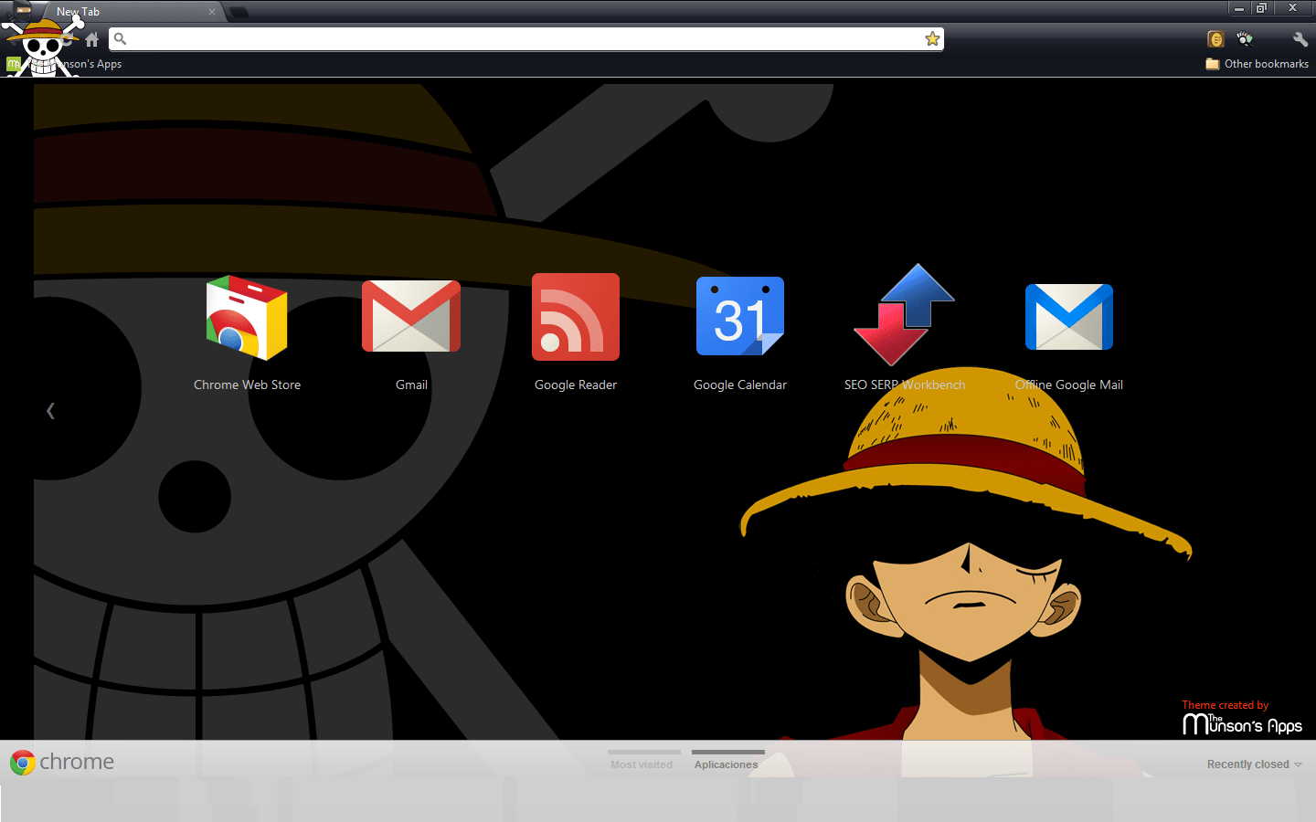 1440x900 Luffy Background Chrome .
