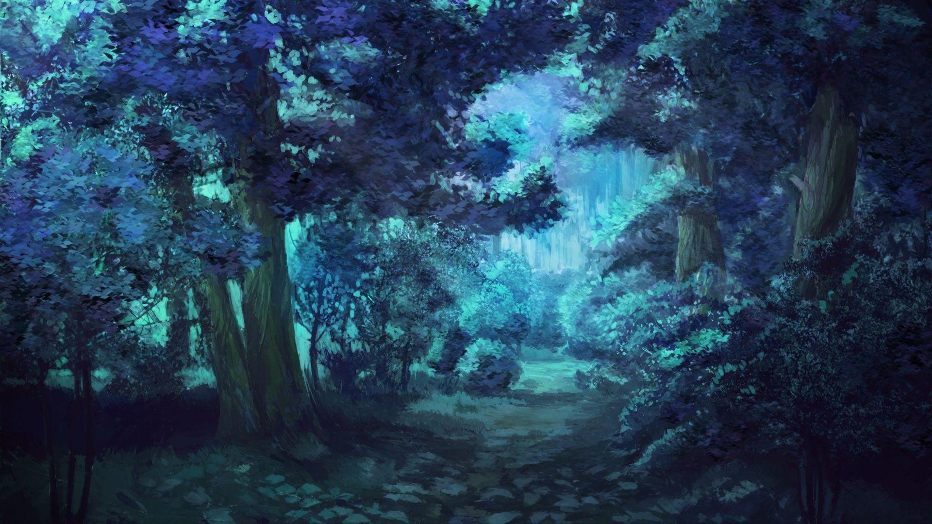 Materi Pelajaran 5 Anime Forest Night Background