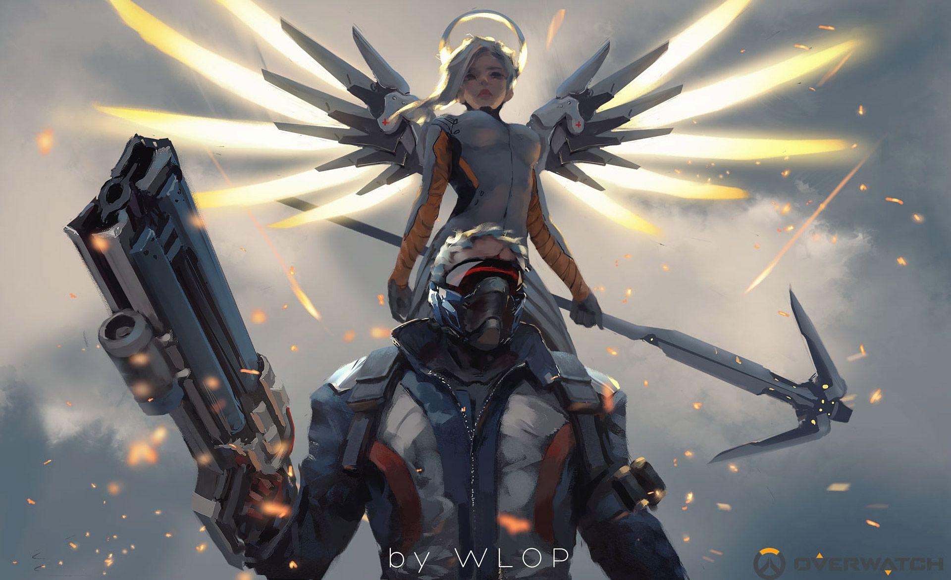 1920x1172 Mercy And Soldier 76 Overwatch Artwork, HD Games, 4k Wallpaper