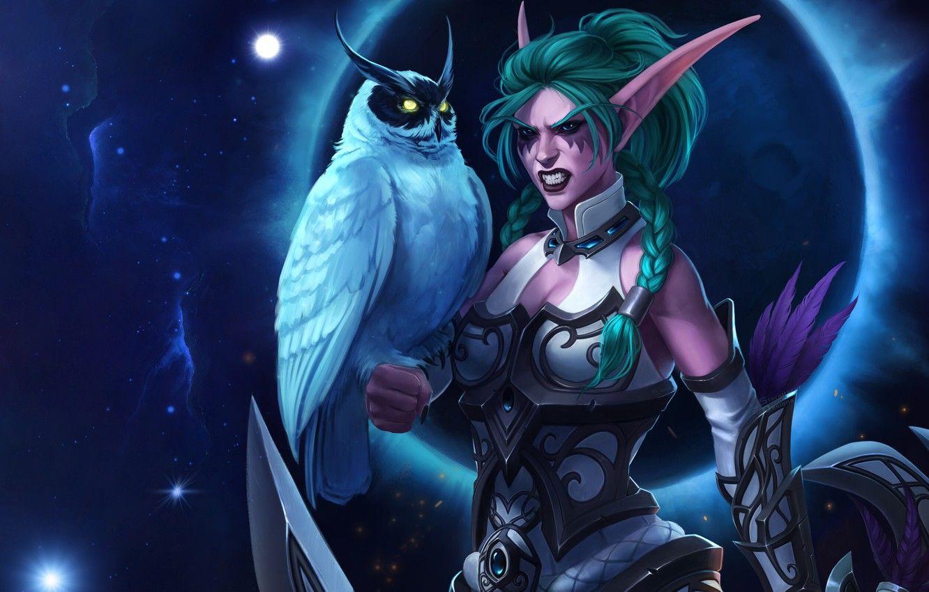 1332x850 Wallpaper Night, Figure, Owl, Elf .