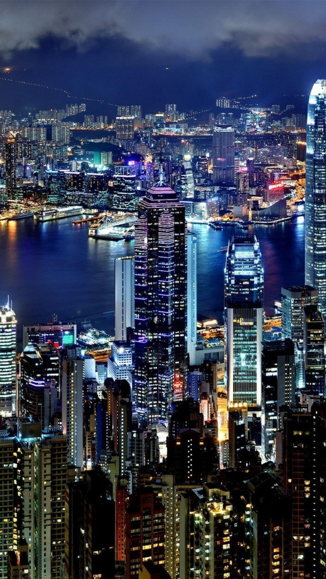 1080x1920 Hong kong night, City lights at night .com