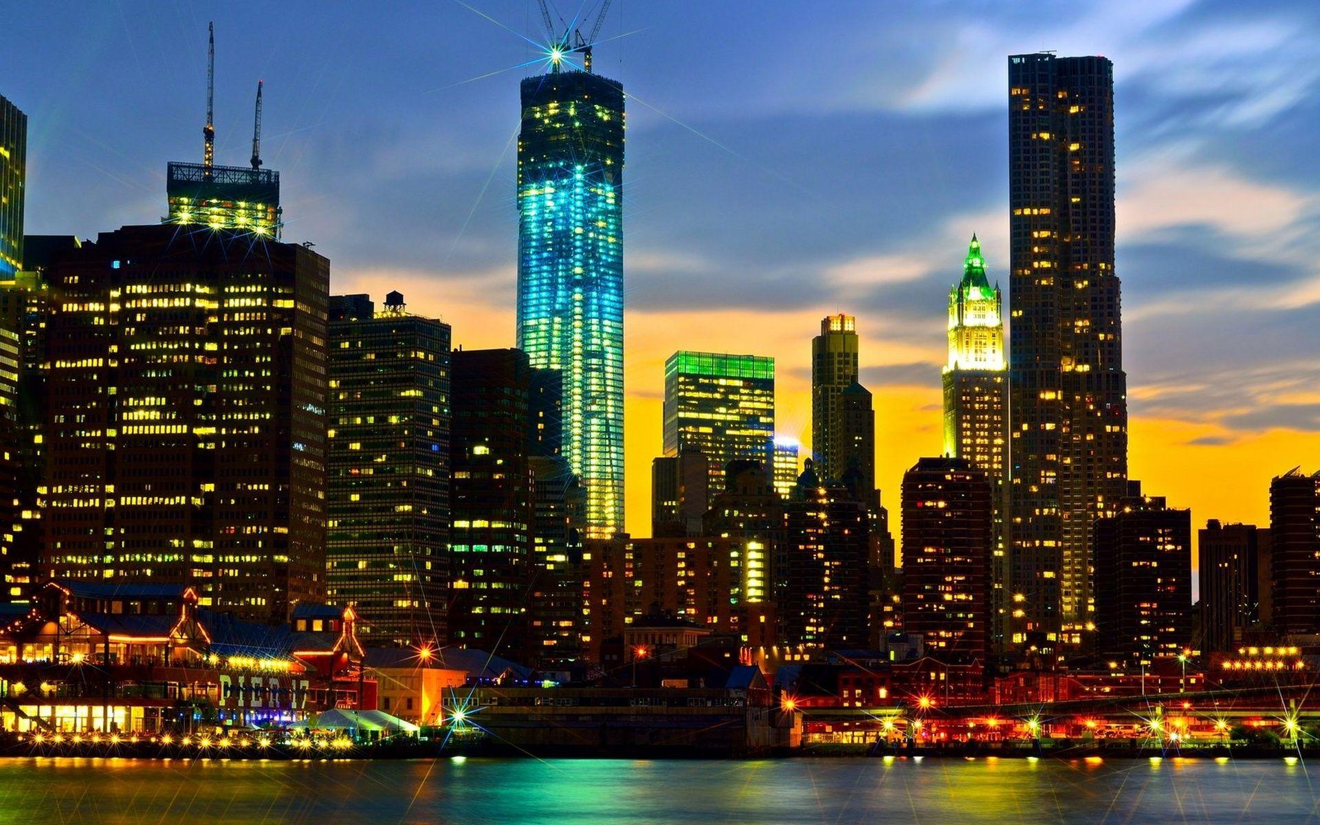 1920x1200 city, Night, Lights Wallpaper HD .