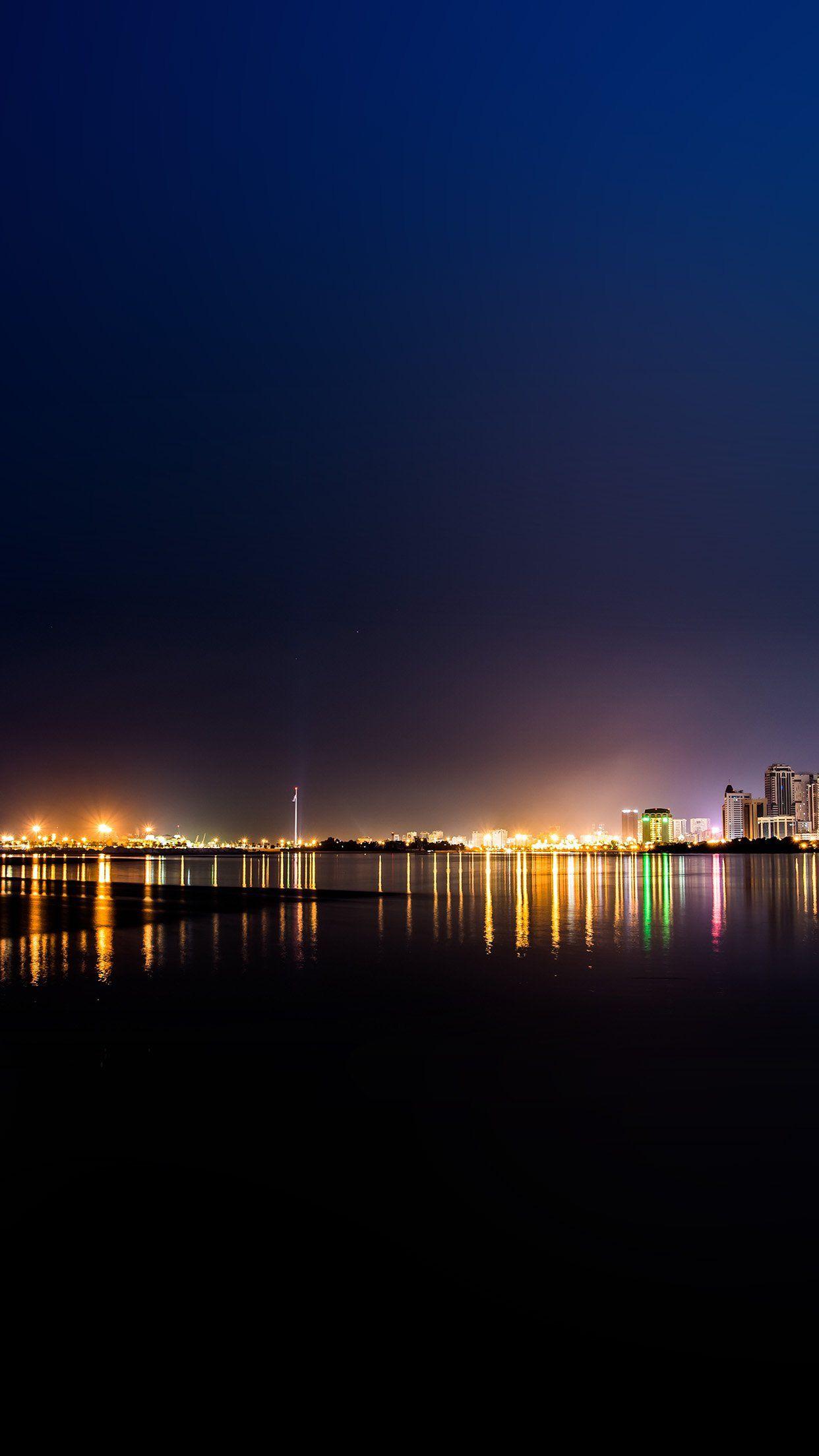1242x2208 City Water River Night Light Bokeh .