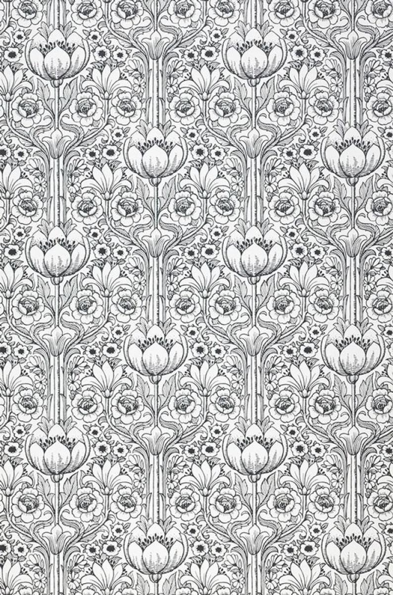 794x1200 Black White Blossoms Vintage Wallpaper .