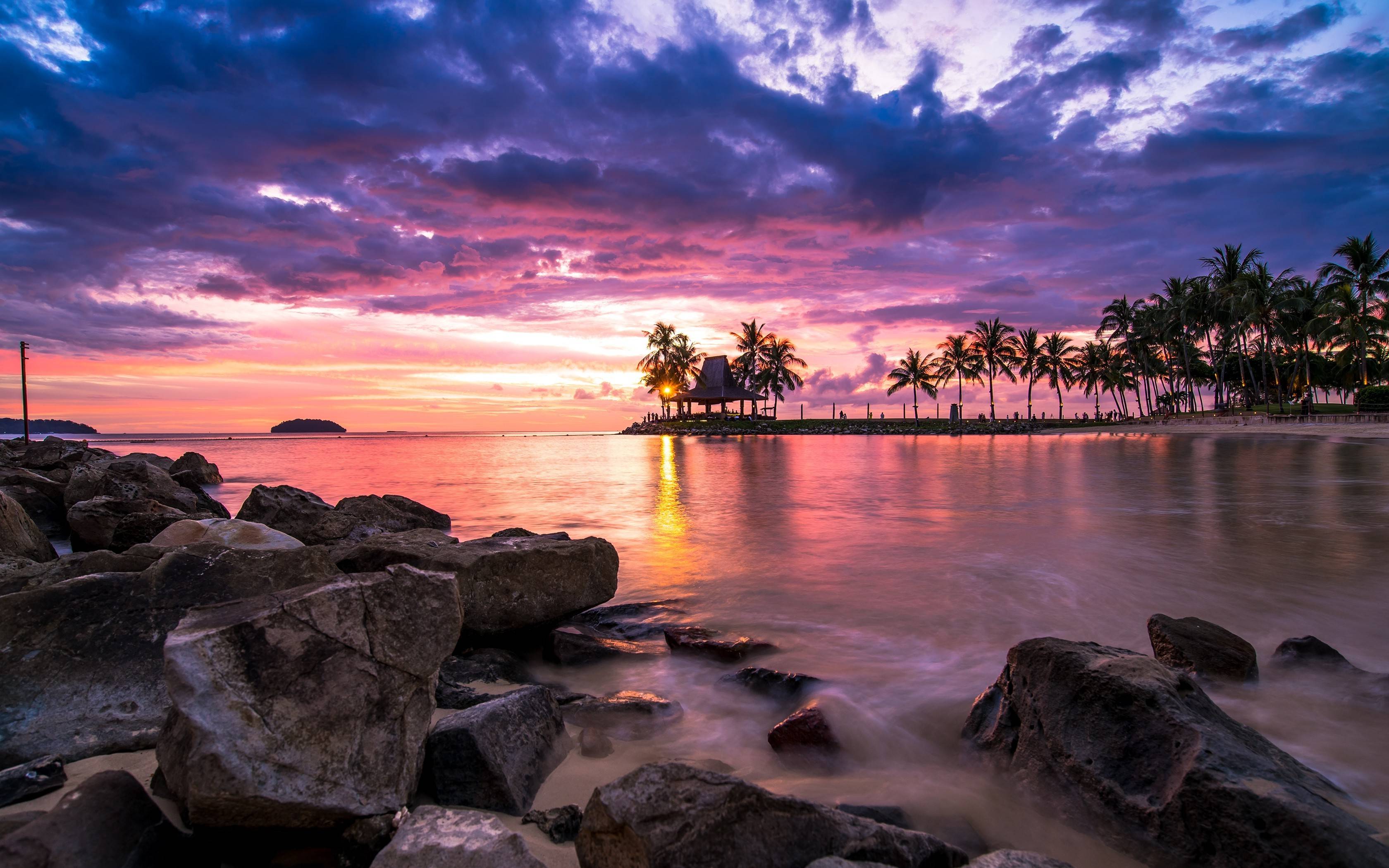 3360x2100 Sunset Tropical Beach Landscape