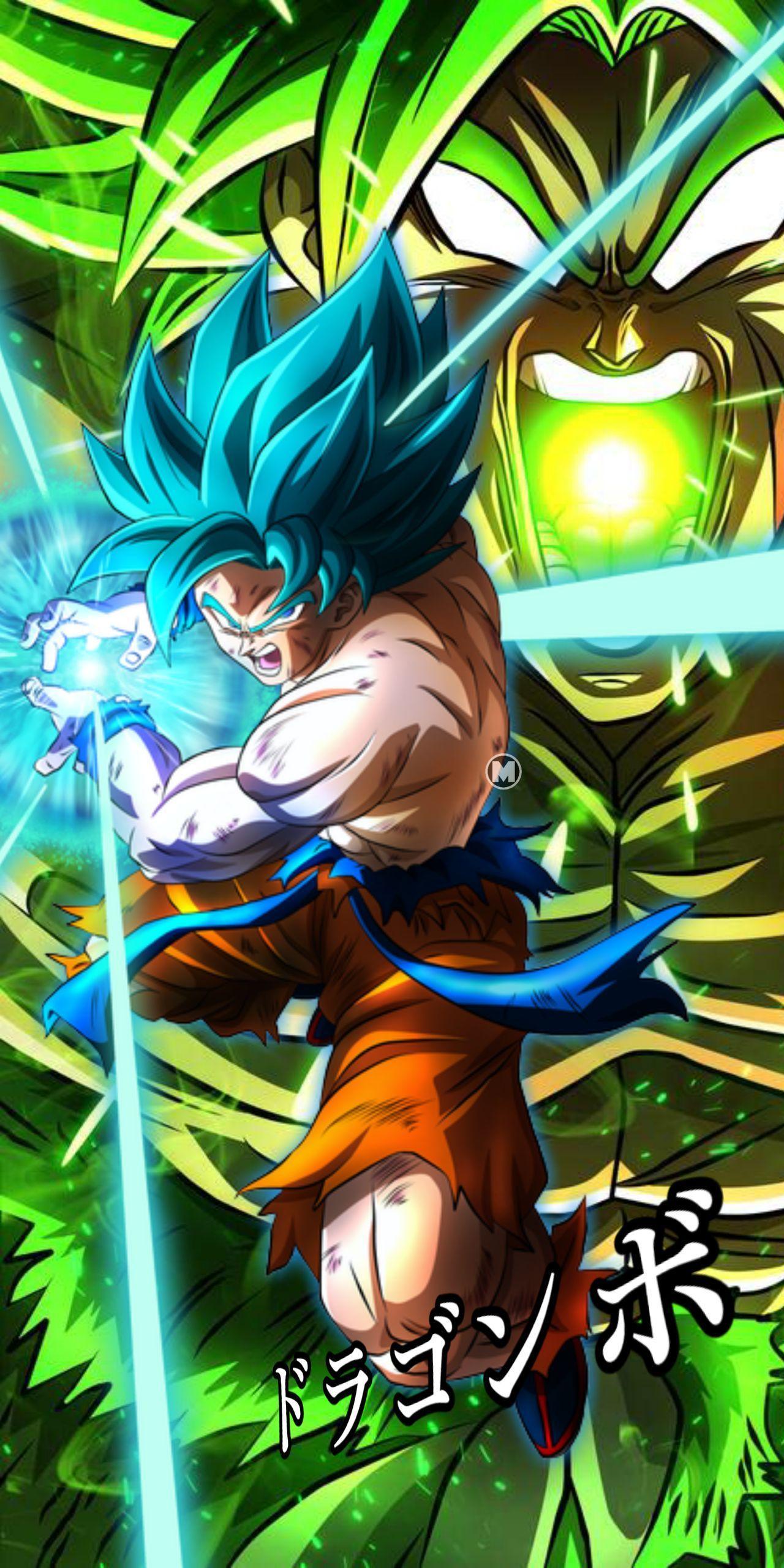 1280x2560 Goku Super Saiyan Blue Vs. Broly .