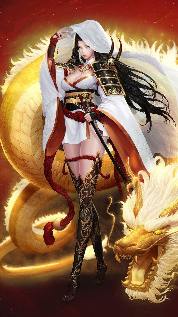 750x1334 Samurai Anime Girl Fantasy Art .