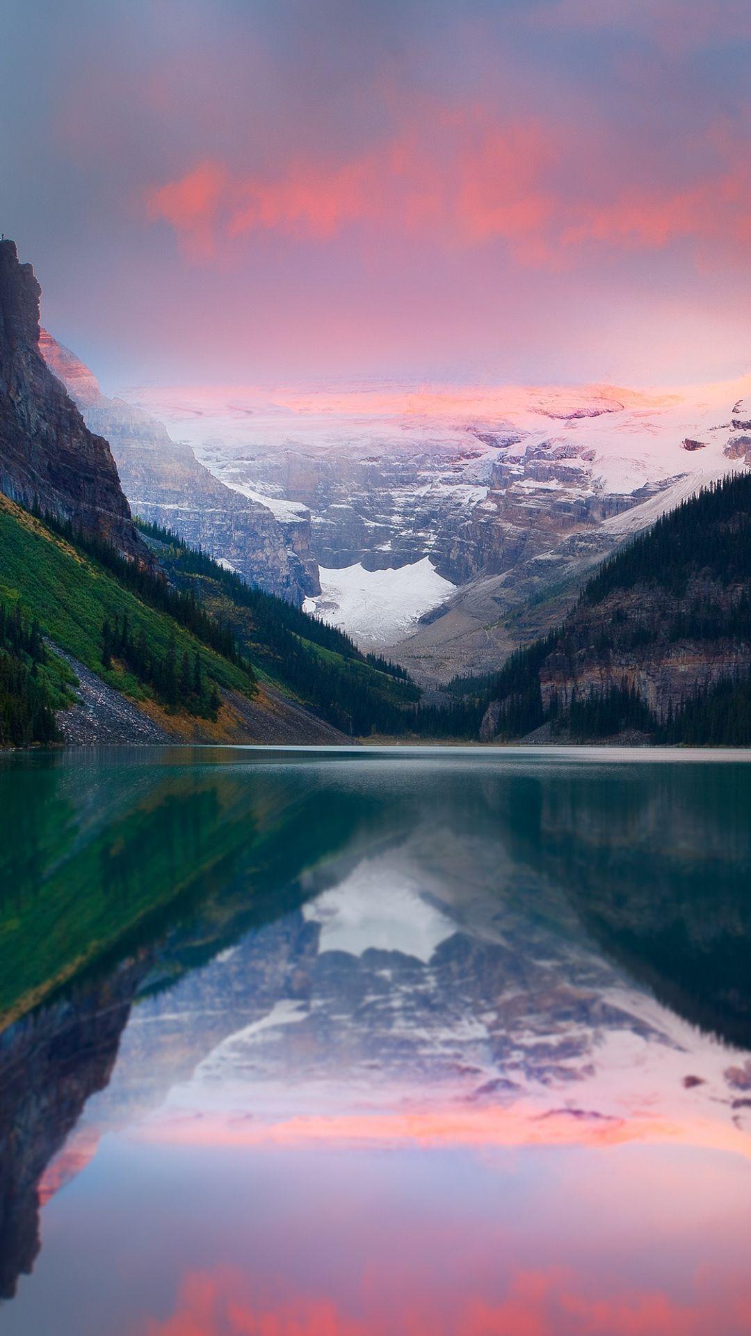 1080x1920 Mountains Sunset Lake Sky Snow Peaks #iPhone #wallpaper. Пейзажи, Природа, История искусства