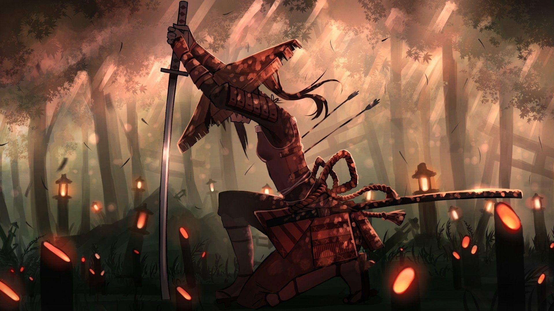 1920x1080 Anime samurai girl HD Wallpaper iPhone 7 Plus / iPhone 8 Plus
