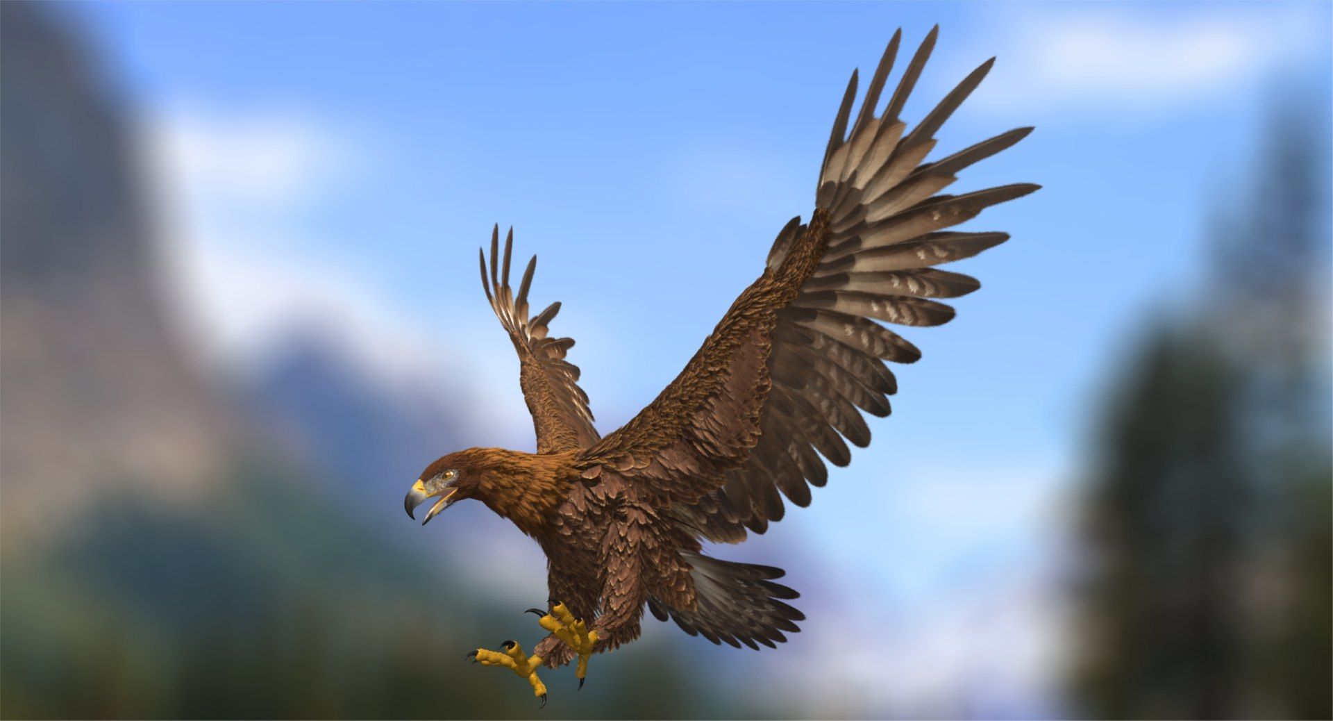 1920x1038 3D Model Golden Eagle