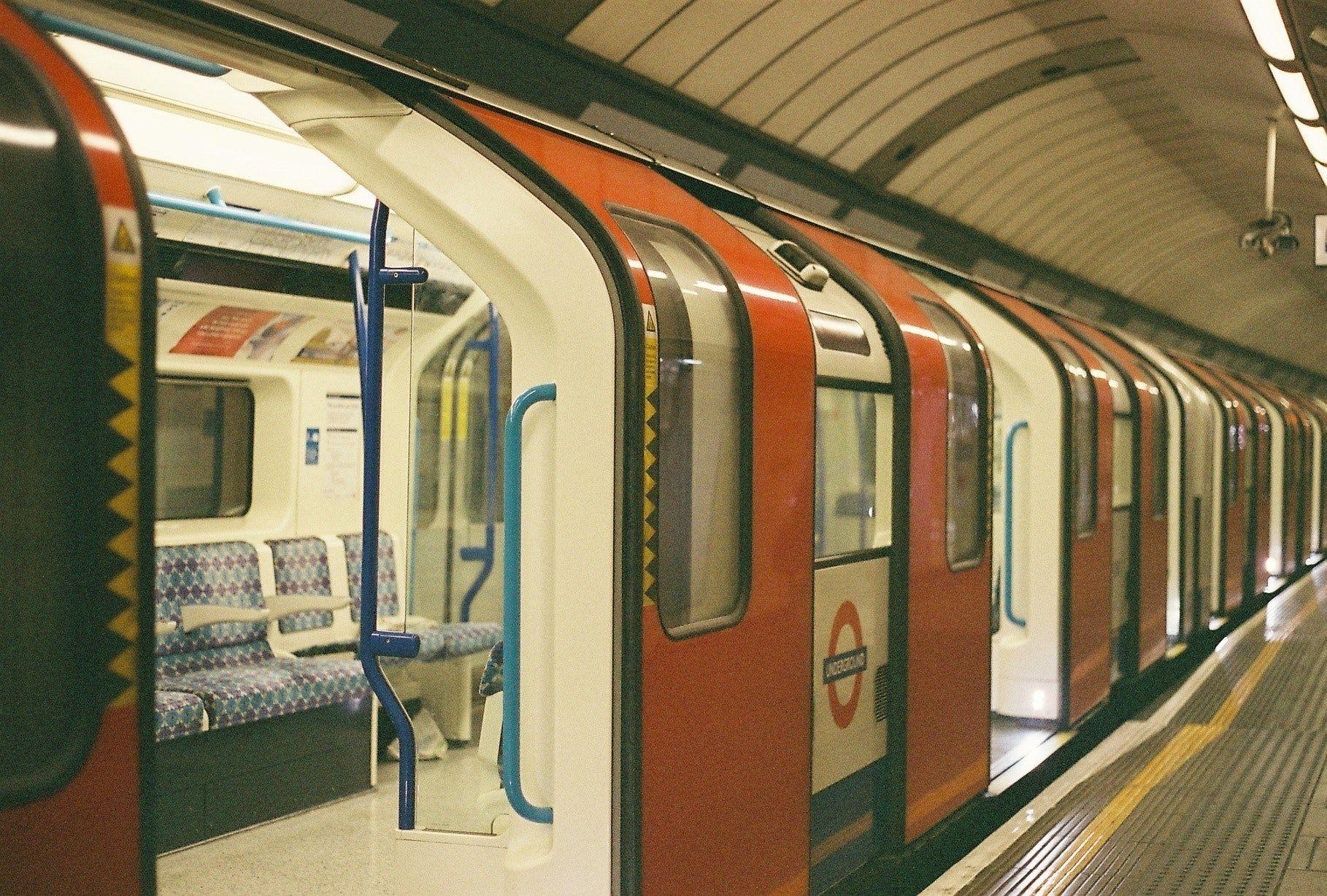 1818x1228 an empty london underground train at a .