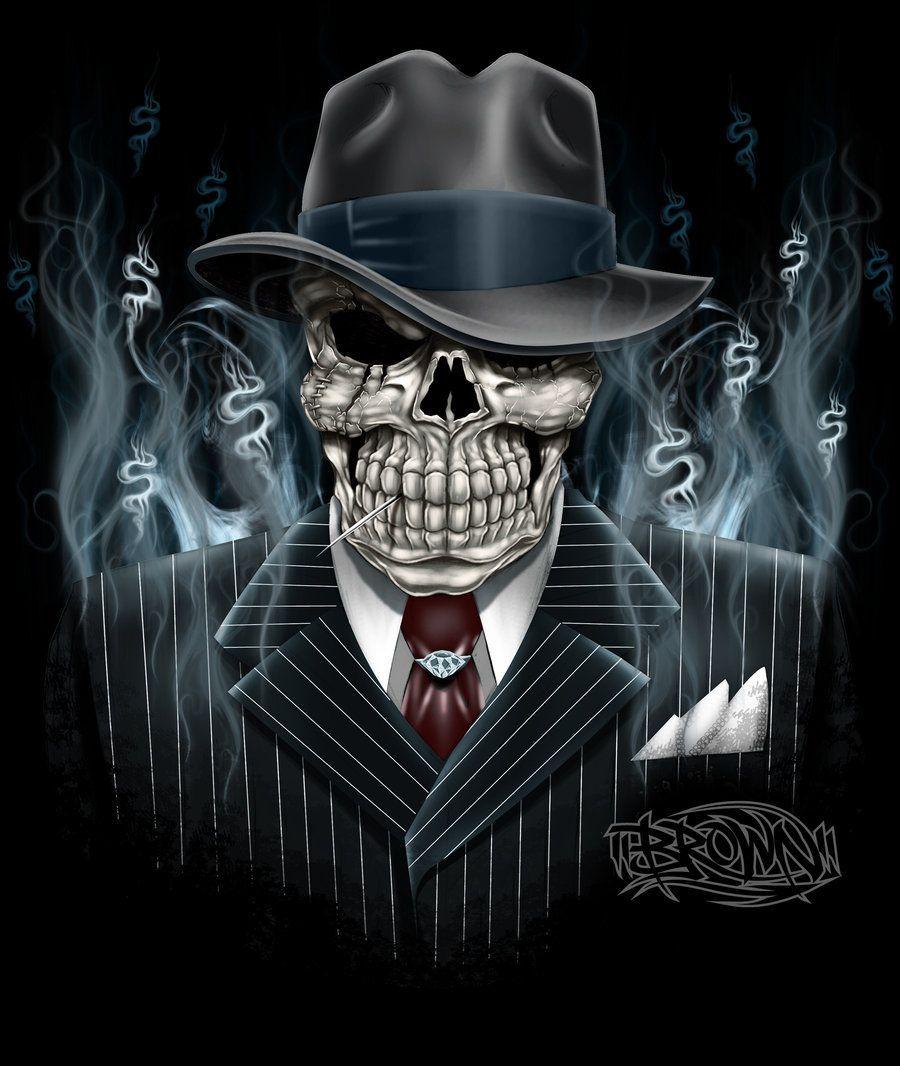 Pin by Crystal Craig on Skulls  Skull art Skull artwork Gangster drawings