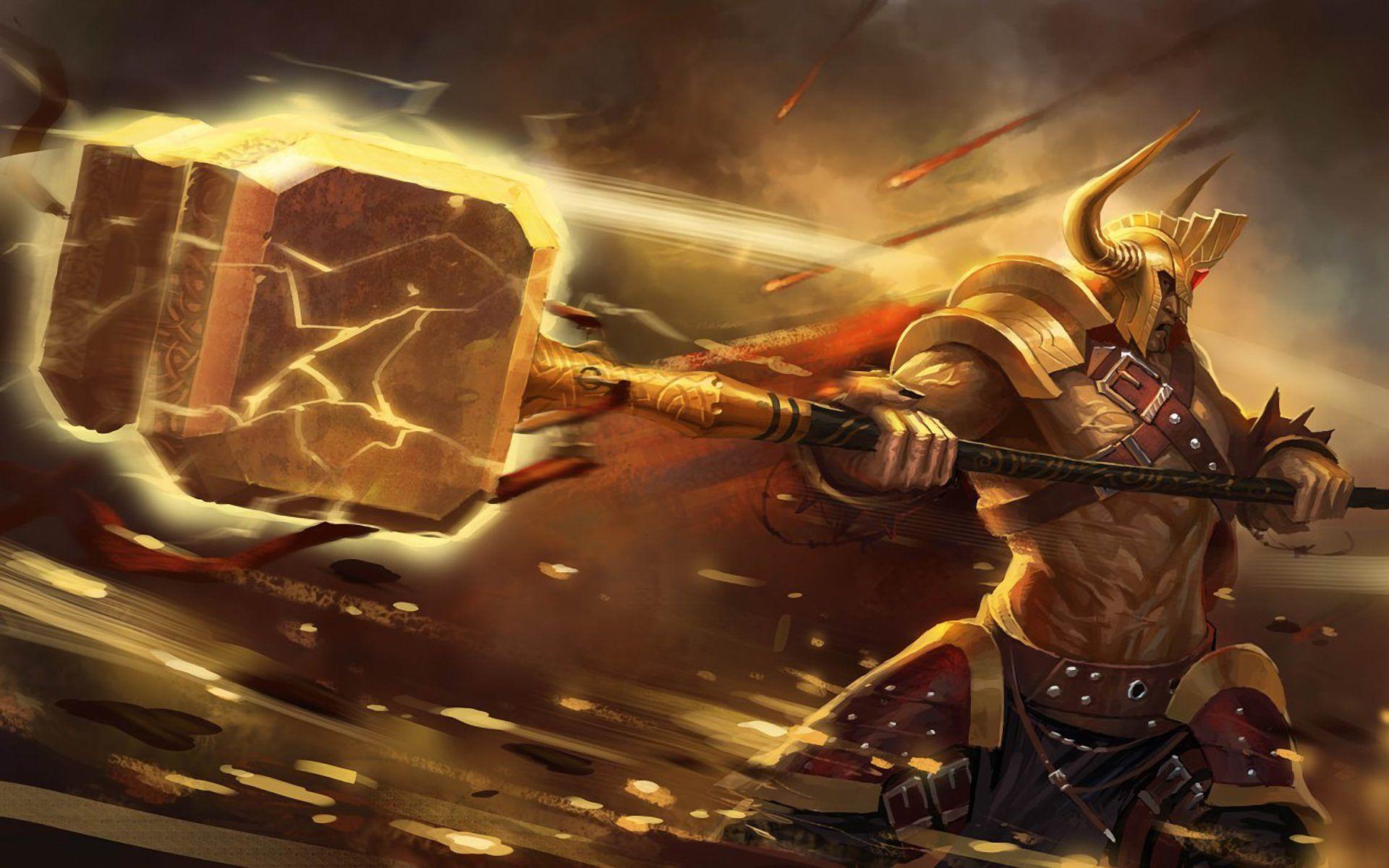 1920x1200 Great Warrior fantasy warrior hammer .