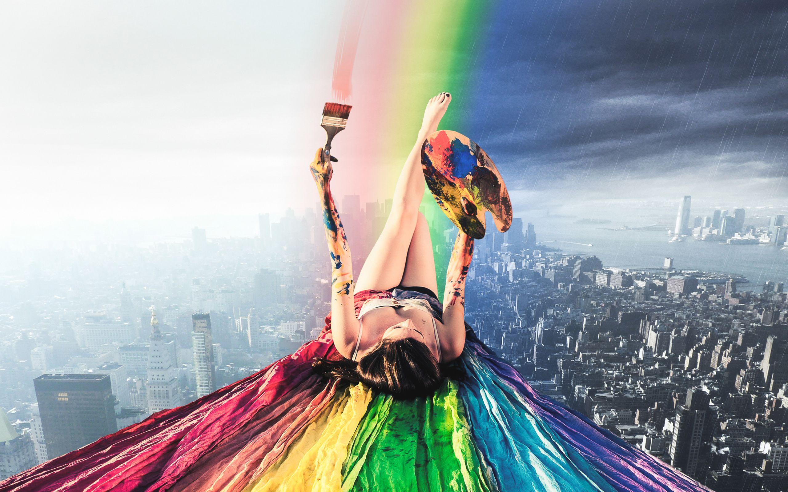2560x1600 Paint Rainbow Girl Wallpaper .
